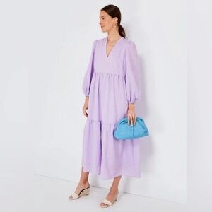 New Tuckernuck Pomander Place Lavender Stripe Alora Maxi Dress XXL